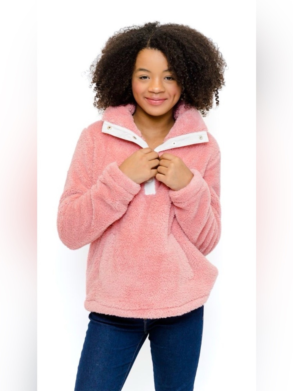 J. Crew Girls' Plush Pink Sherpa Pullover